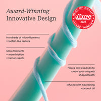 Teal dental tool with Allure Award Winner badge on pink background