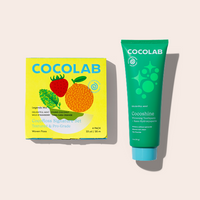 Cocolab product packaging and Cocoshine toothpaste on a beige background